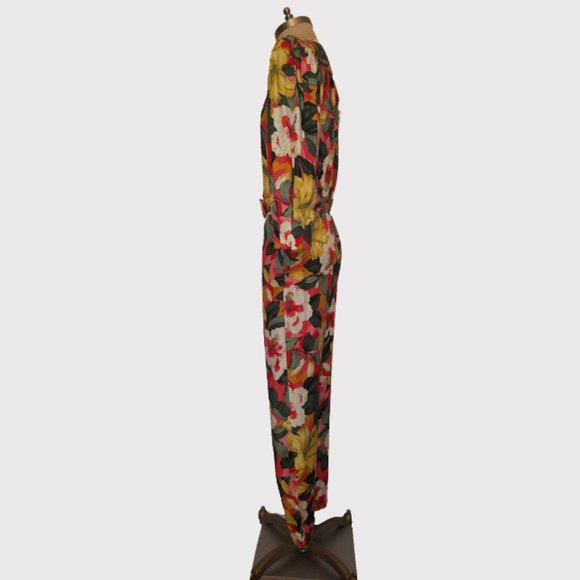 Vtg 80s Carol Anderson Tropical Floral Jumpsuit S - Picture 5 of 8